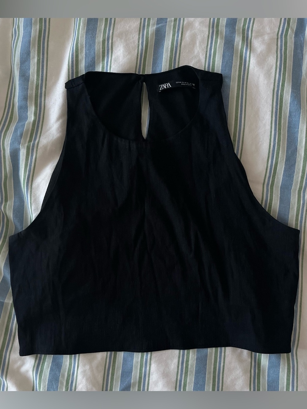 ZARA Black Sleeveless Crop Top with Keyhole Back